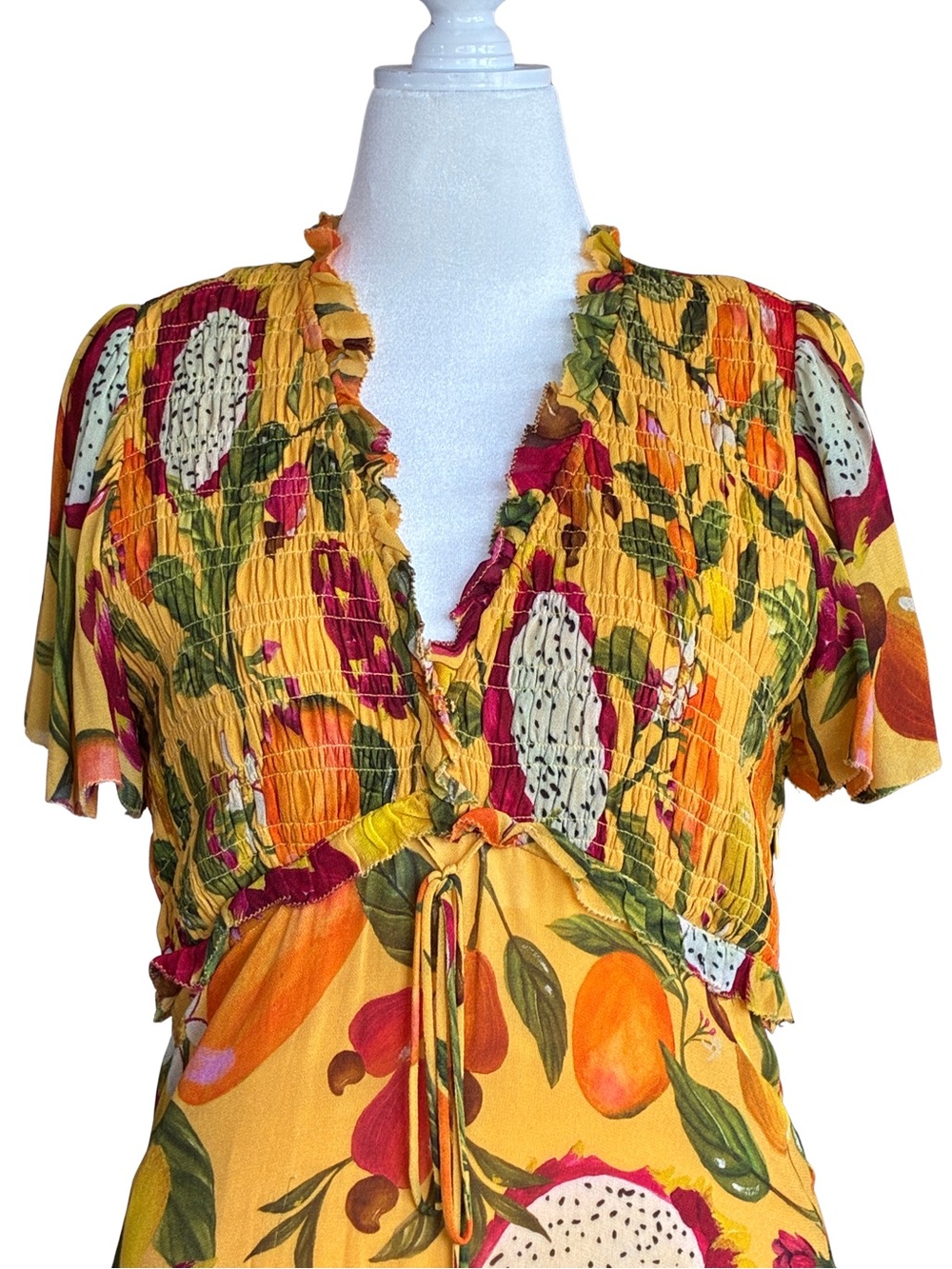 FARM Rio Yellow Tropical Fruit-Print Maxi Dress - Picture 2 of 4